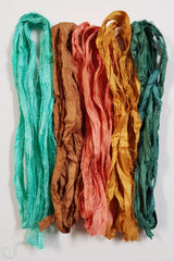 Reclaimed Sari Silk Ribbon - Spring Harvest