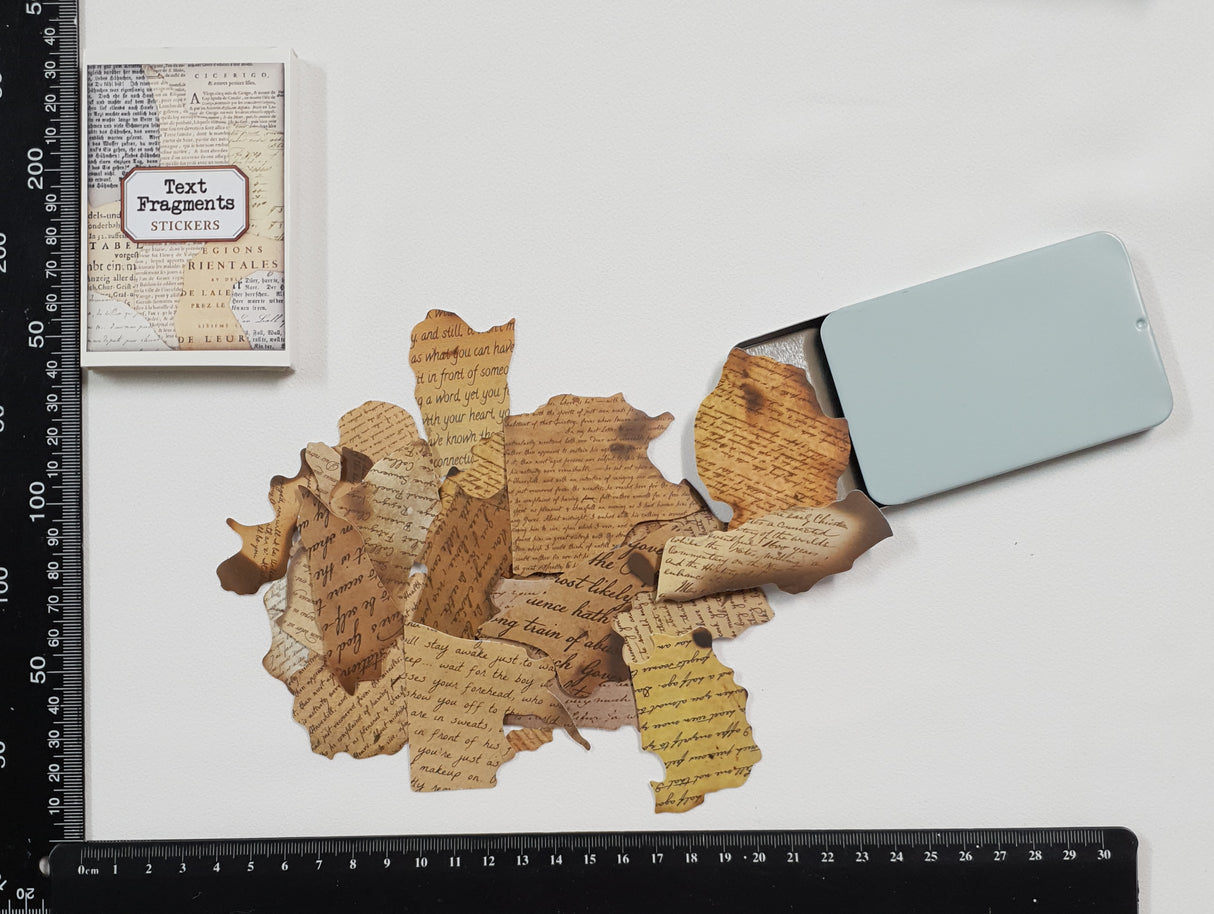 Tin of Assorted Stickers - Text Fragments - Selected at Random