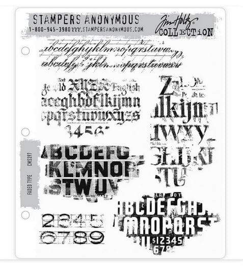 Tim Holtz - Cling Mount Stamps - Faded Type