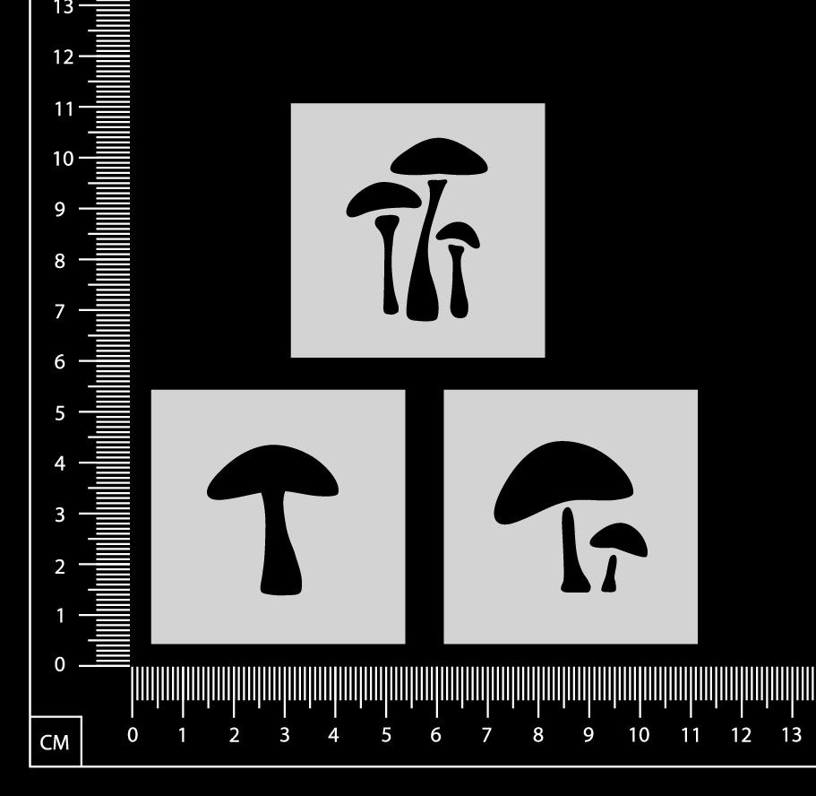 Tiny Stencil Set - Mushrooms - 50mm x 50mm - Set of 3