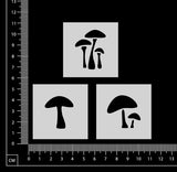 Tiny Stencil Set - Mushrooms - 50mm x 50mm - Set of 3