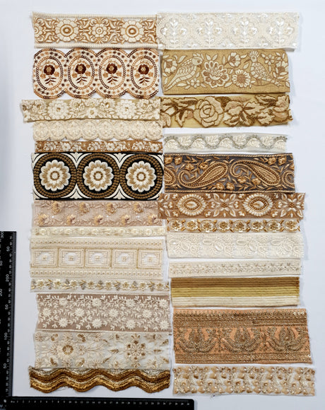 Assorted Embroidered Trim Bundle - Neutral Tones