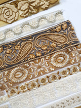 Assorted Embroidered Trim Bundle - Neutral Tones