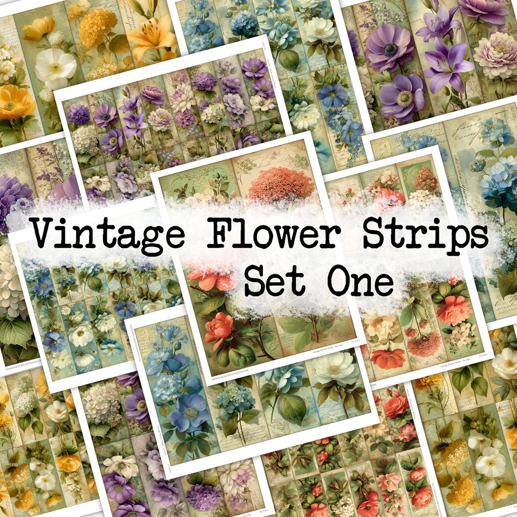 Vintage Flower Strips - Set One - DI-10304 - Digital Download