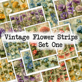 Vintage Flower Strips - Set One - DI-10304 - Digital Download