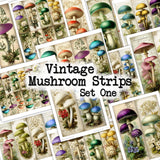 Vintage Mushroom Strips - Set One - DI-10312 - Digital Download