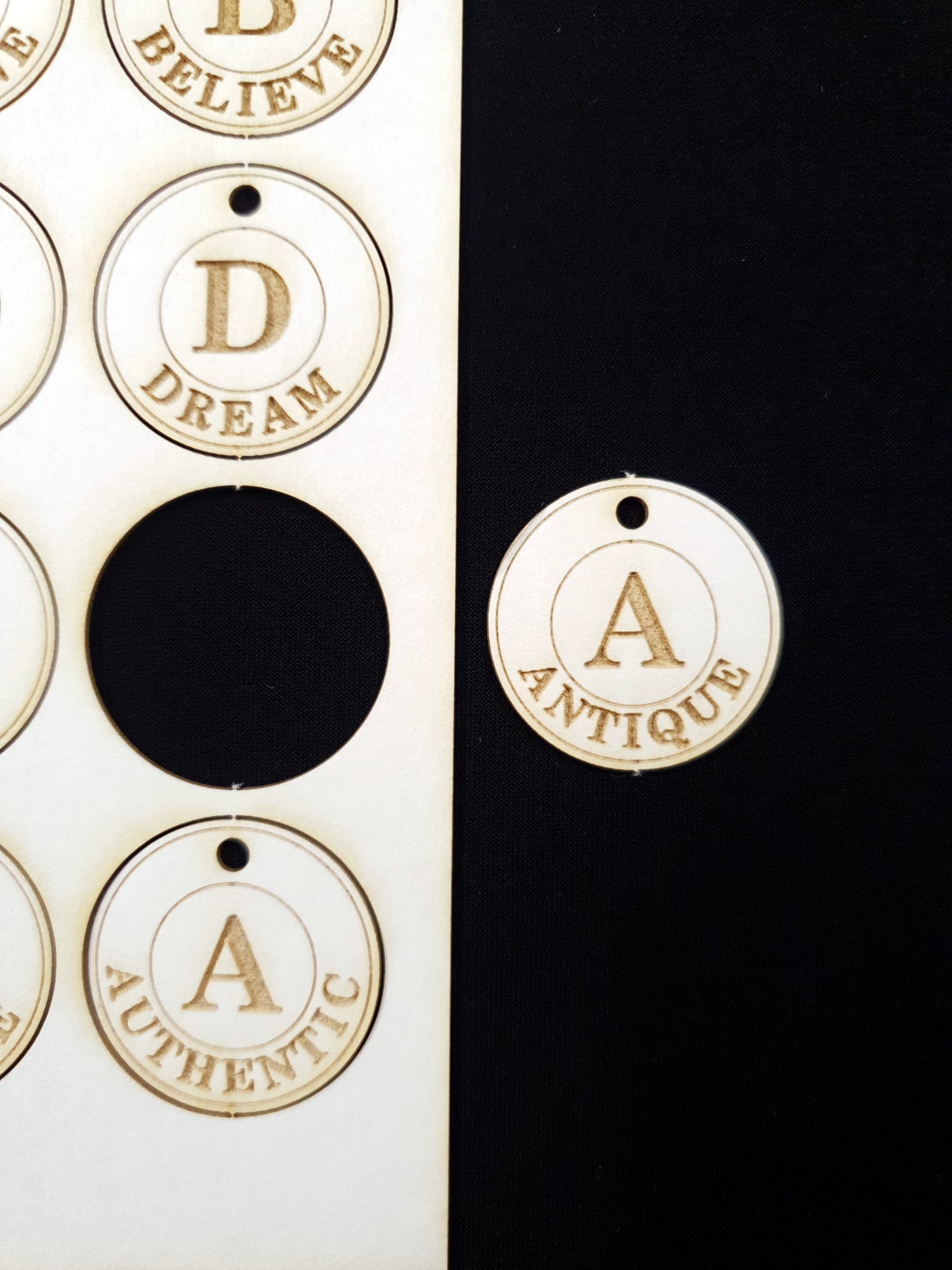 Vintage Word Charms - White Chipboard