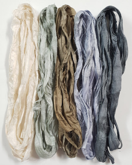 Reclaimed Sari Silk Ribbon - Winter