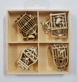 Wooden Embellishments Box - Birdcages