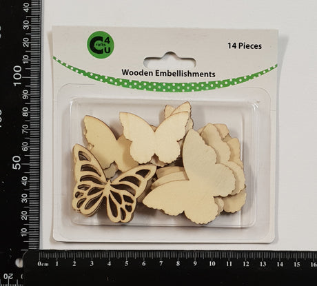 Wooden Embellishments - Butterflies - Pack of 14 pieces