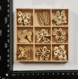 Wooden Embellishments Box - Flowers & Butterflies