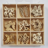 Wooden Embellishments Box - Flowers & Butterflies