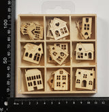 Wooden Embellishments Box - Houses