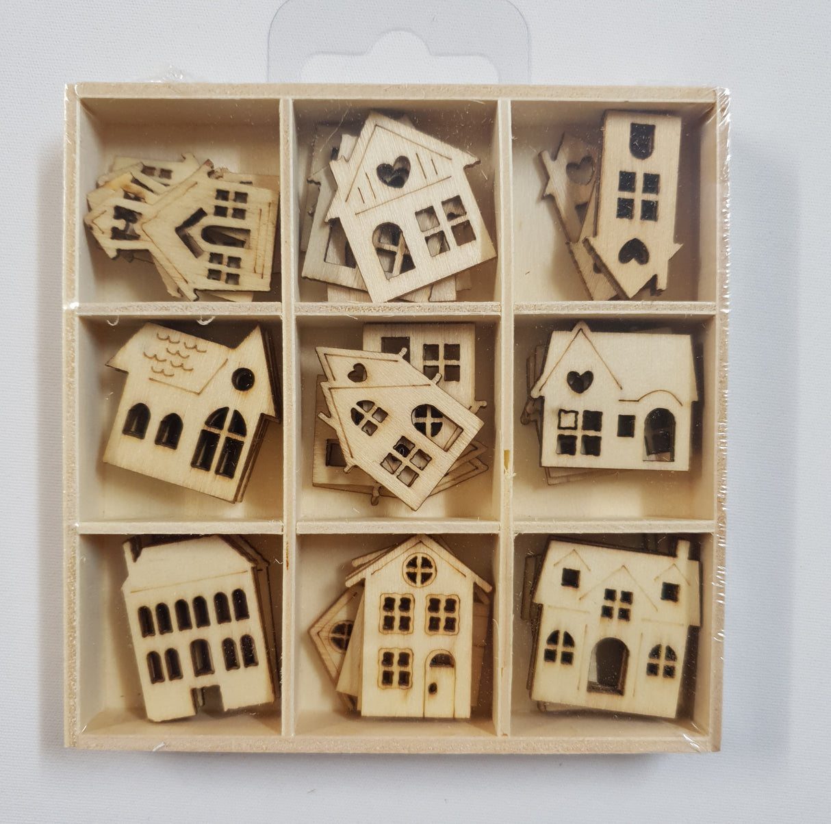 Wooden Embellishments Box - Houses