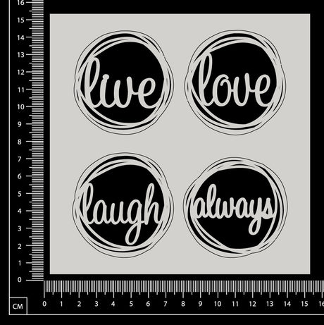 Distressed Word Circles Set - White Chipboard