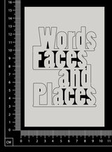 Words Faces & Places - A - White Chipboard