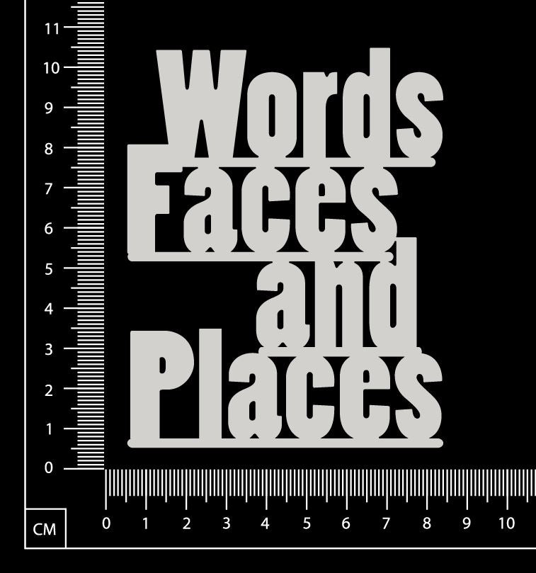 Words Faces & Places - A - White Chipboard