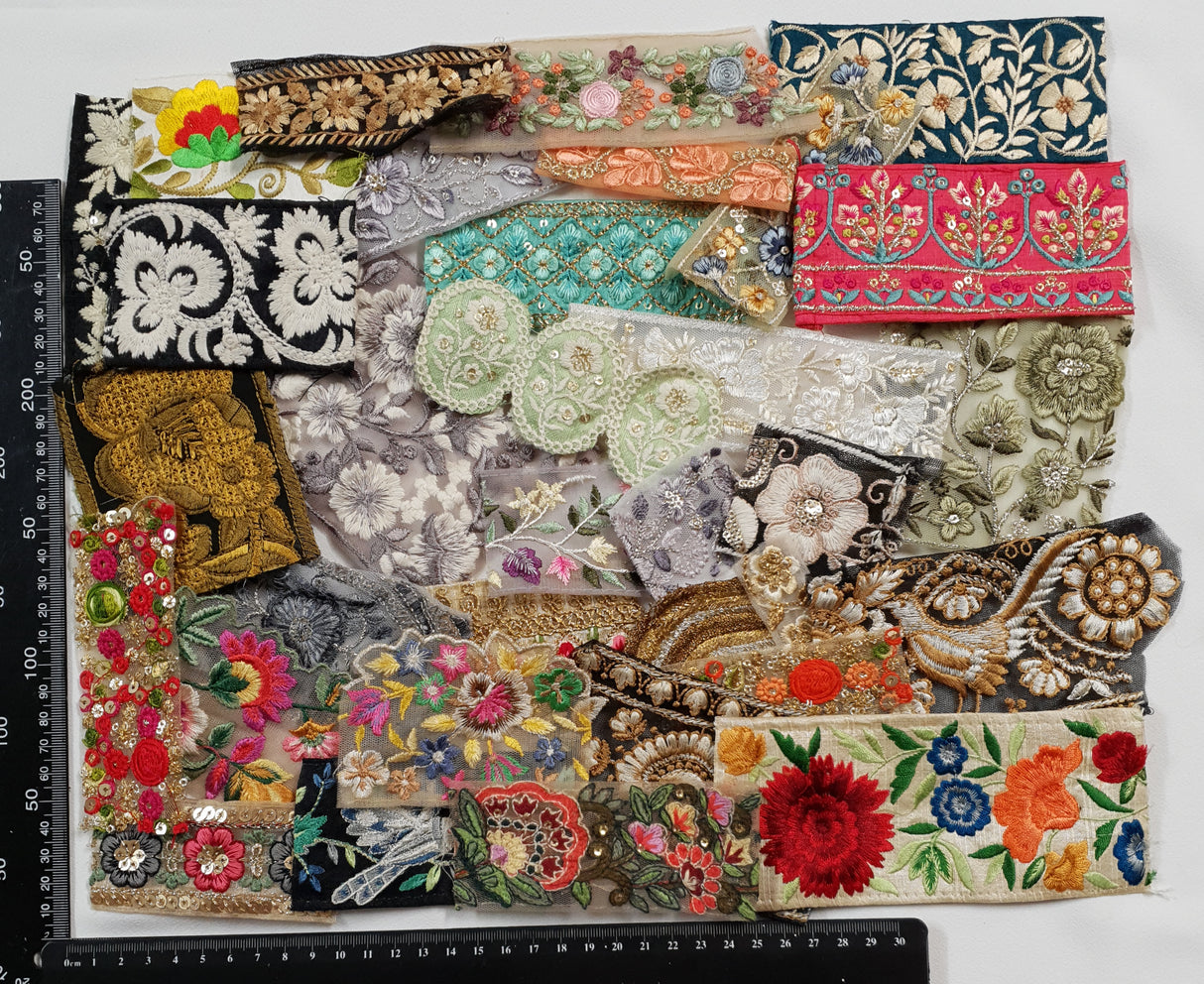 Assorted Embroidered Trim Scraps Pack - ZB