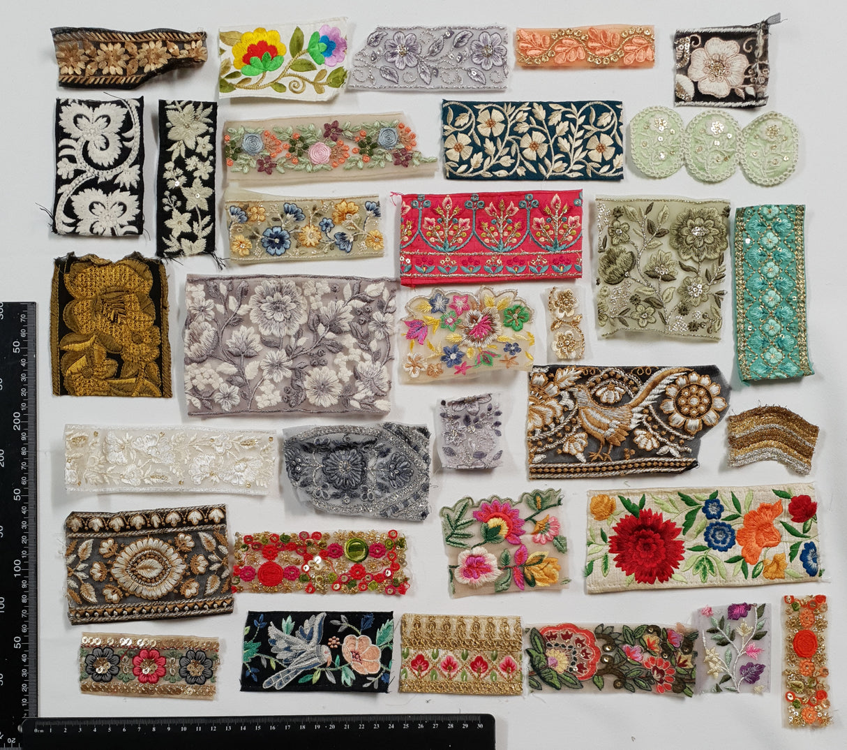 Assorted Embroidered Trim Scraps Pack - ZB