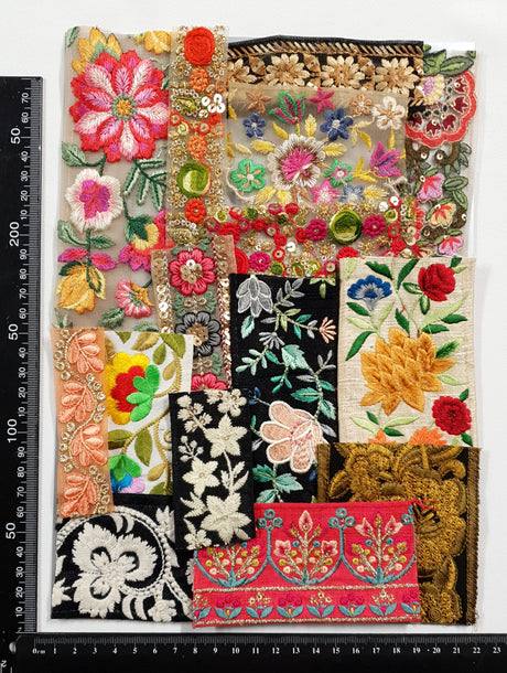 Assorted Embroidered Trim Scraps Pack - ZC