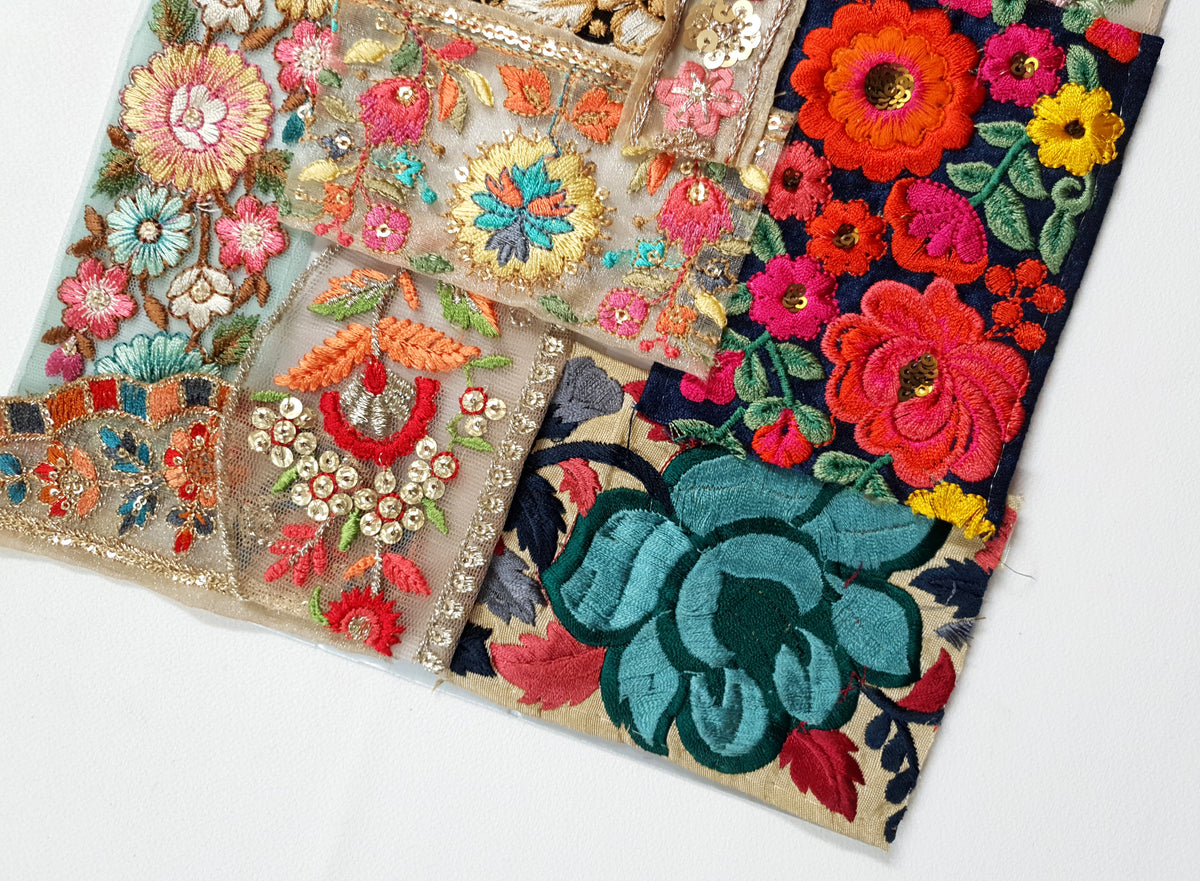 Assorted Embroidered Trim Scraps Pack - ZD