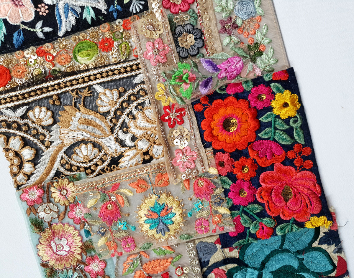 Assorted Embroidered Trim Scraps Pack - ZD