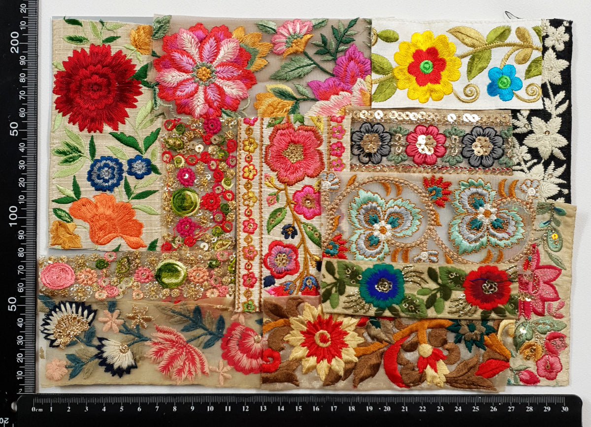 Assorted Embroidered Trim Scraps Pack - ZE