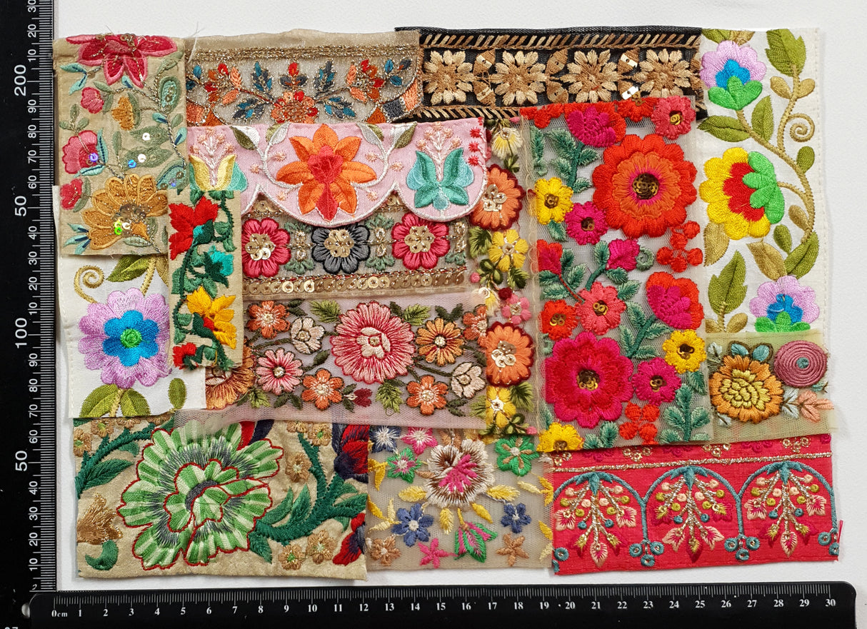 Assorted Embroidered Trim Scraps Pack - ZG