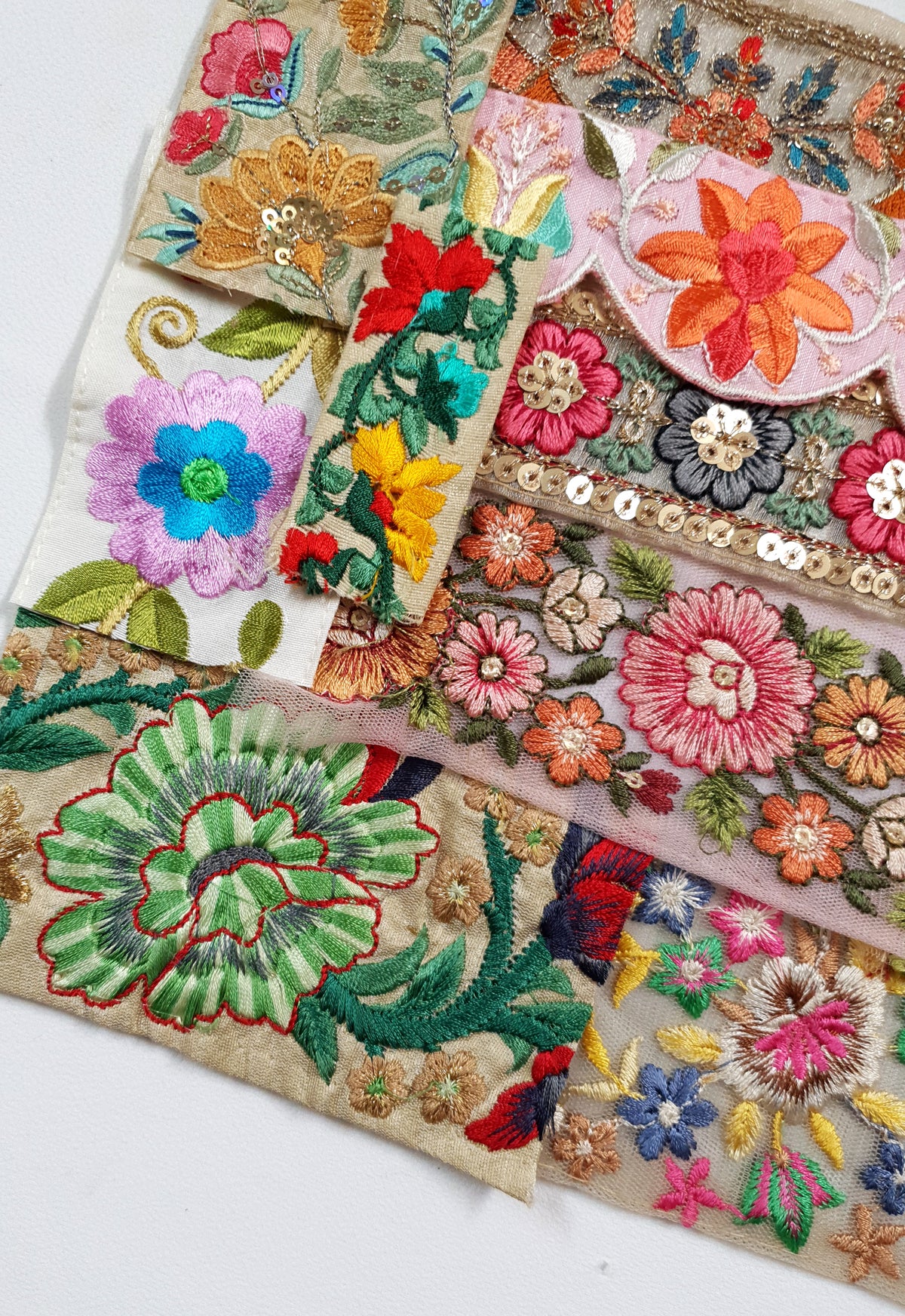 Assorted Embroidered Trim Scraps Pack - ZG