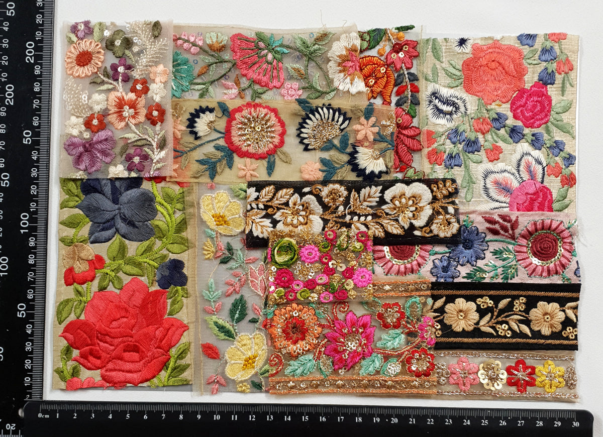 Assorted Embroidered Trim Scraps Pack - ZI
