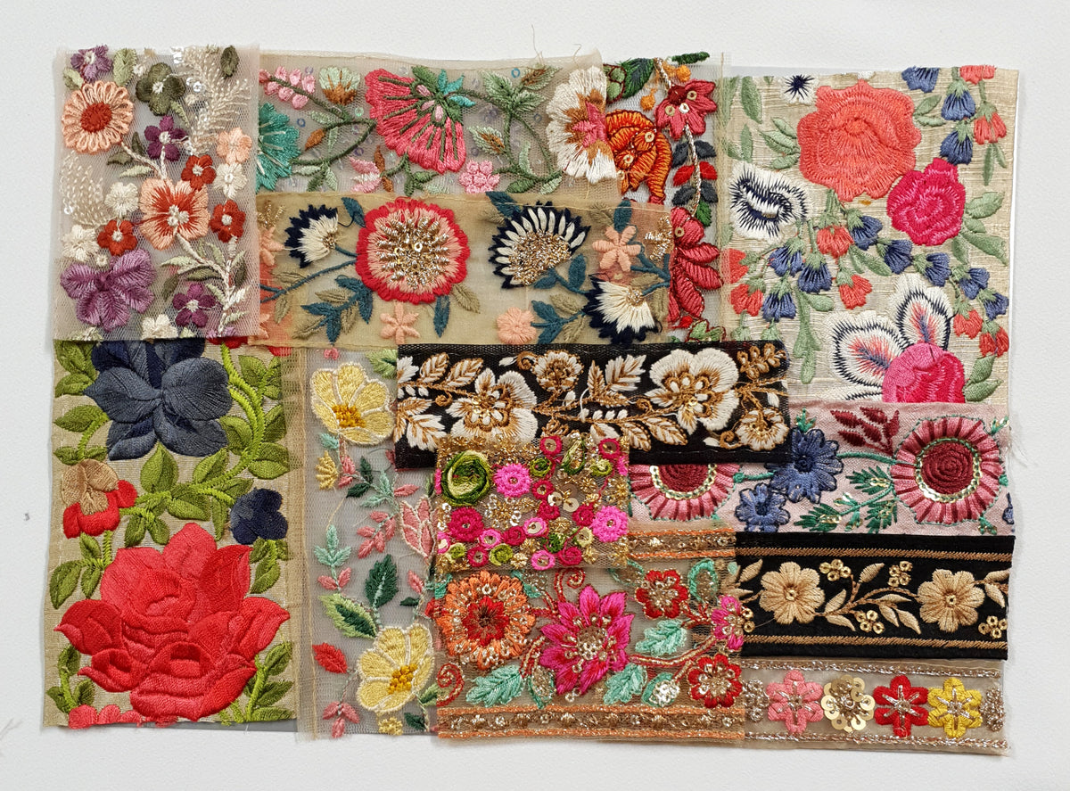 Assorted Embroidered Trim Scraps Pack - ZI