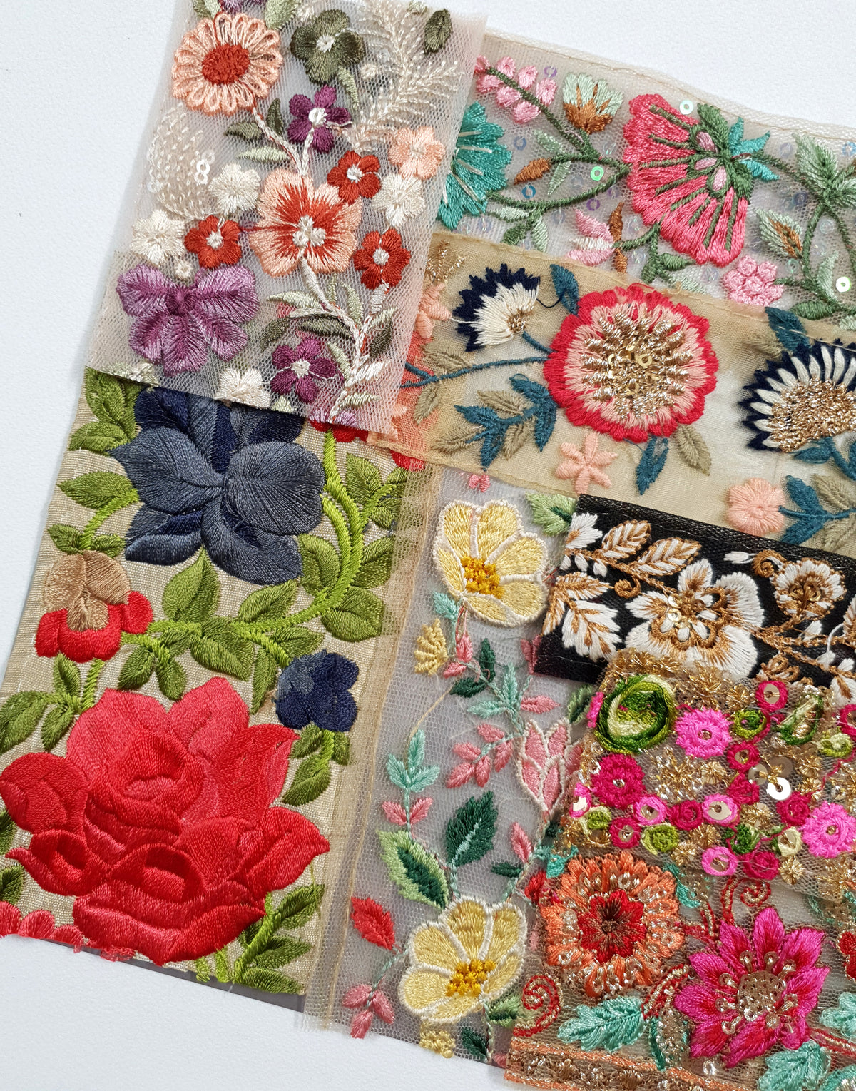 Assorted Embroidered Trim Scraps Pack - ZI