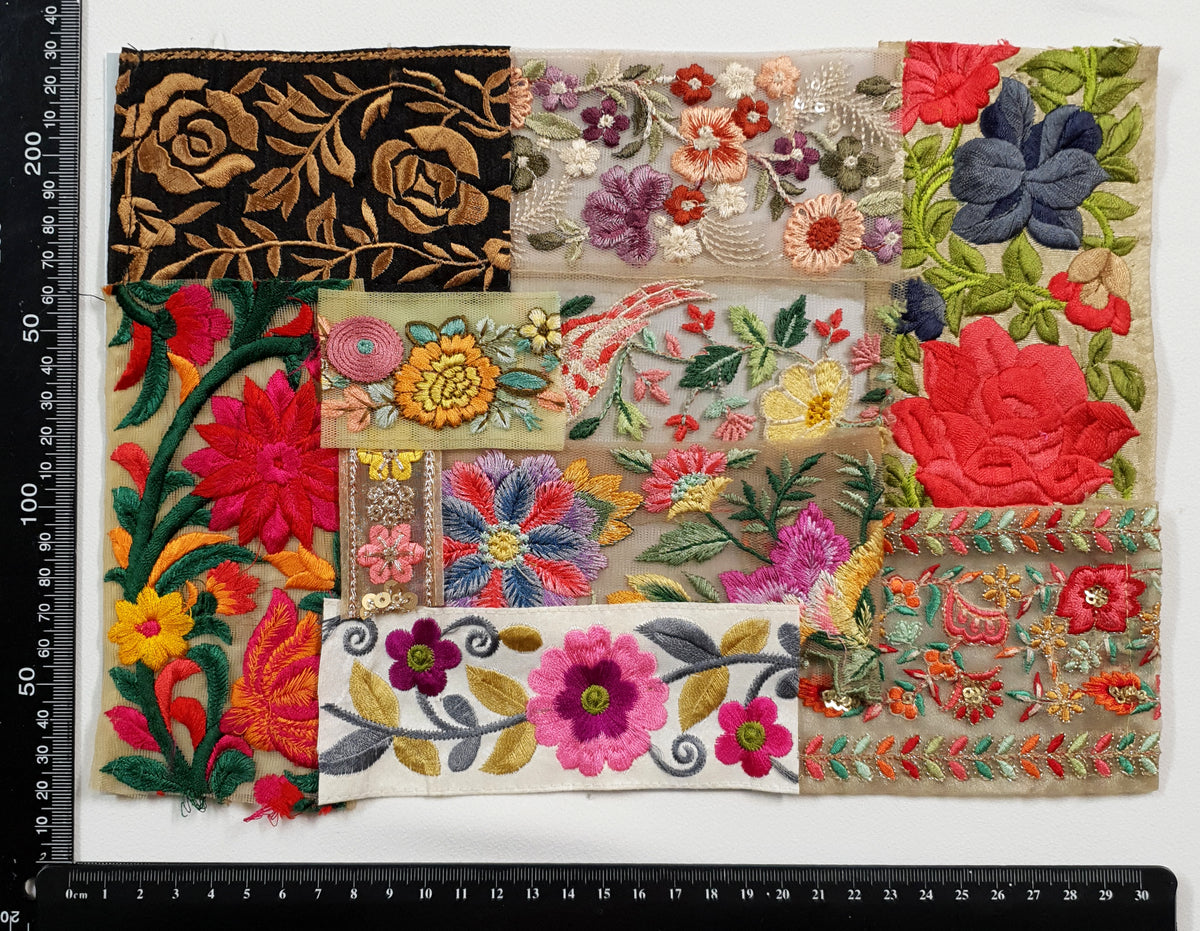 Assorted Embroidered Trim Scraps Pack - ZL