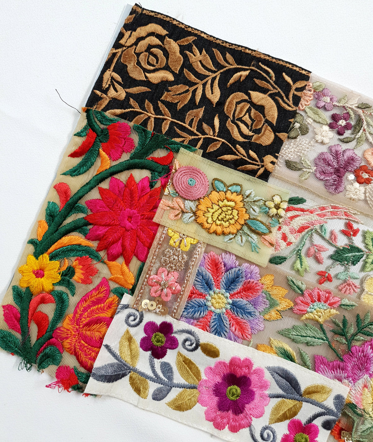 Assorted Embroidered Trim Scraps Pack - ZL