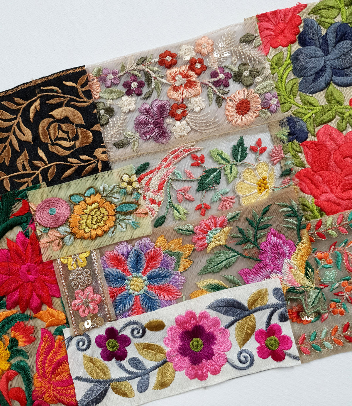 Assorted Embroidered Trim Scraps Pack - ZL
