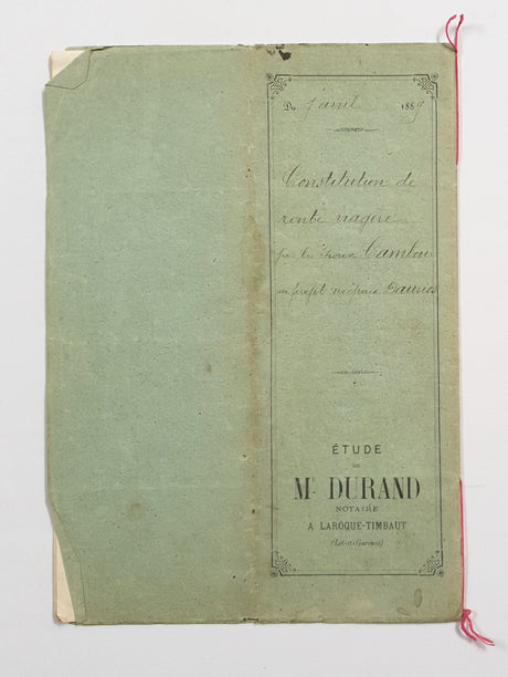 Authentic Antique French 1889 Notaire Document - BX