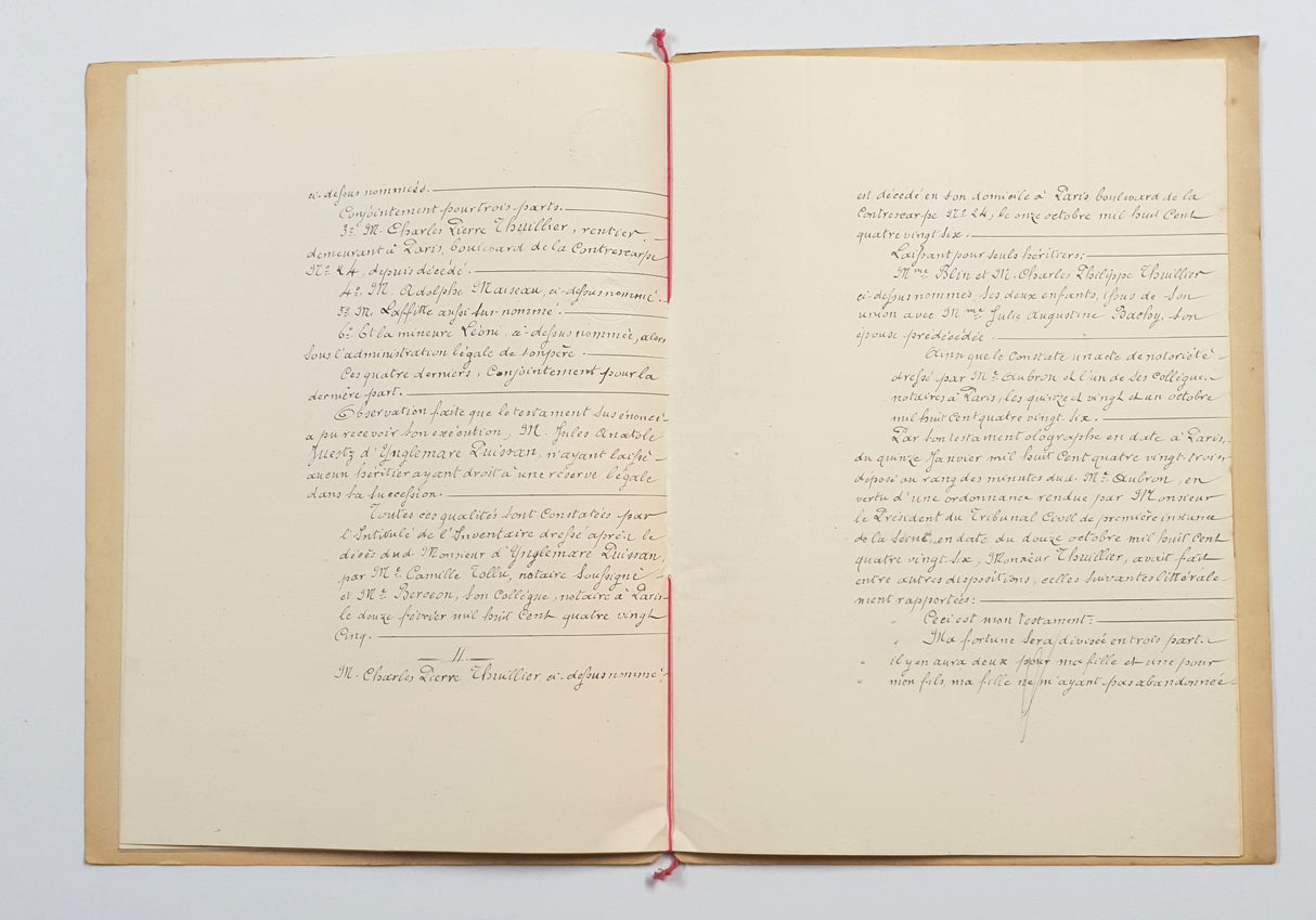 Authentic Antique French 1890 Notaire Document - BY