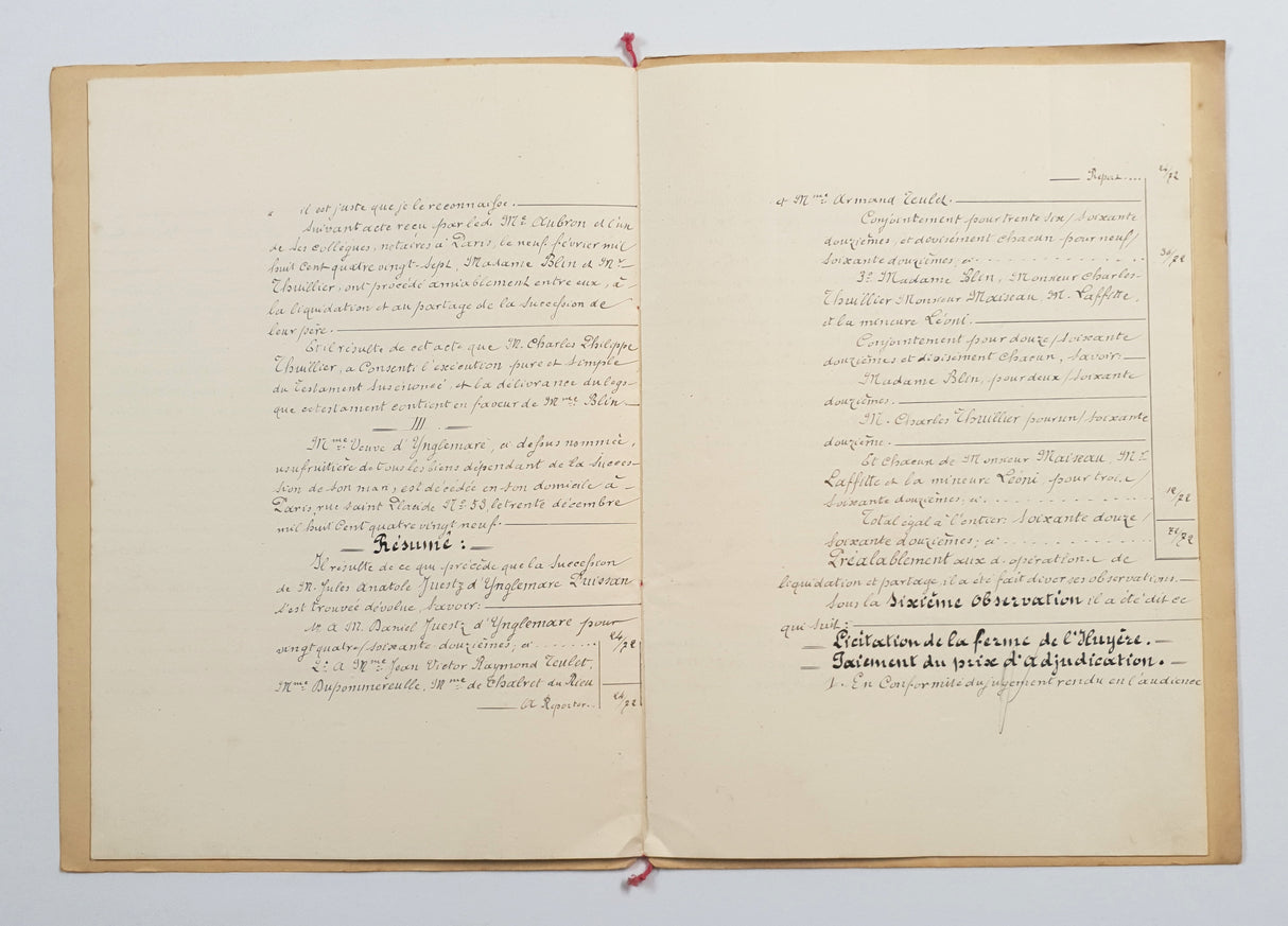 Authentic Antique French 1890 Notaire Document - BY