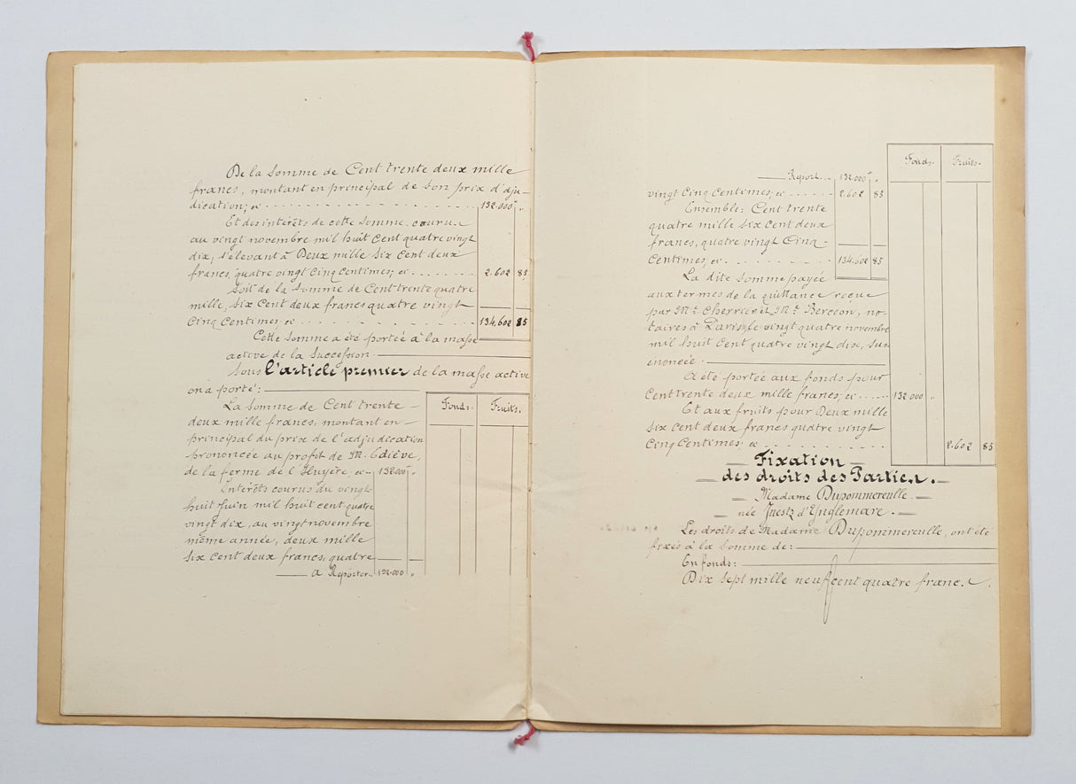 Authentic Antique French 1890 Notaire Document - BY