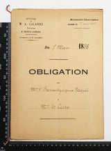 Authentic Antique French 1888 Notaire Document - BZ