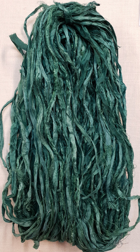 Reclaimed Sari Silk Ribbon - Evergreen - 5m Pack