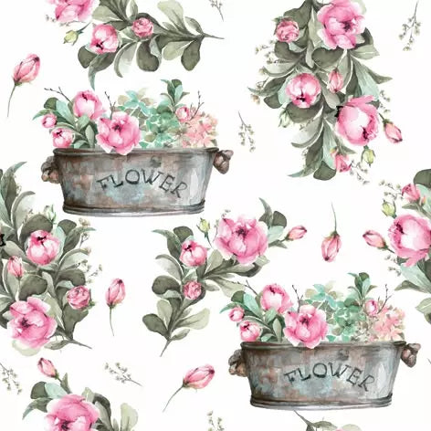 Decoupage Napkin - (DN-8158) - Peony Flower Boxes
