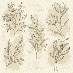 Decoupage Napkin - (DN-8111) - Beige Flower Illustration