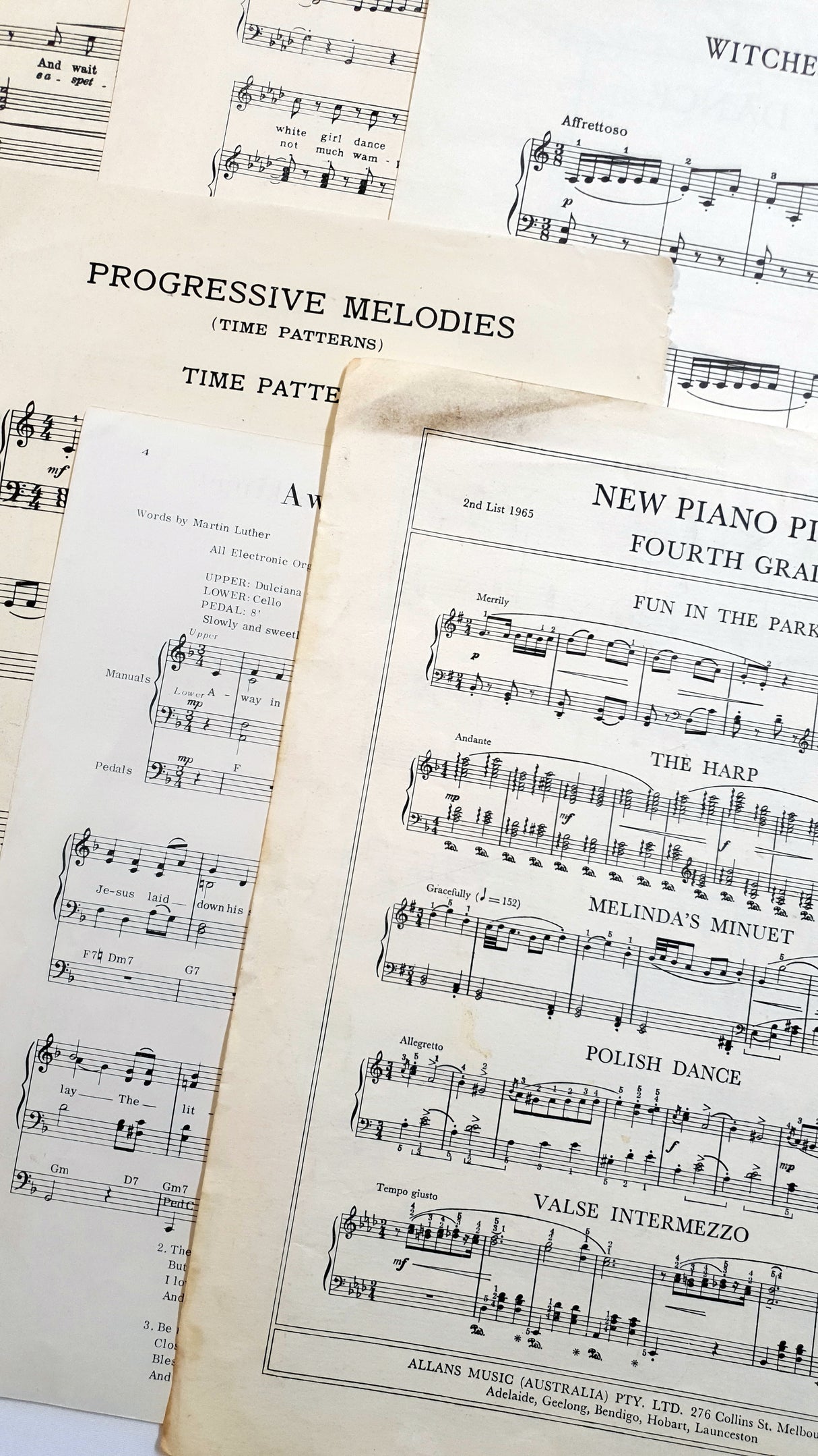 Authentic Vintage Music Paper - Pack of 5 sheets