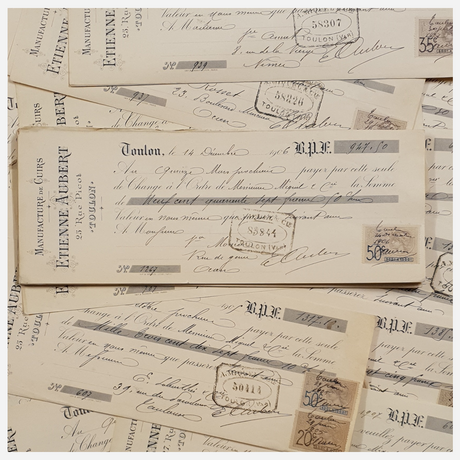 Authentic Antique French Receipt - Set of 10 - CY10