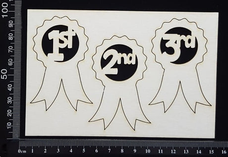 1st 2nd 3rd Place Ribbons Set - White Chipboard