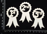 1st 2nd 3rd Place Ribbons Set - White Chipboard