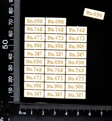 Mini Laser Engraved Number Labels - White Chipboard