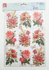 Decoupage Paper - A4 size - 4 sheets - (DP-1002) - Rose Passion / Rosy Tale