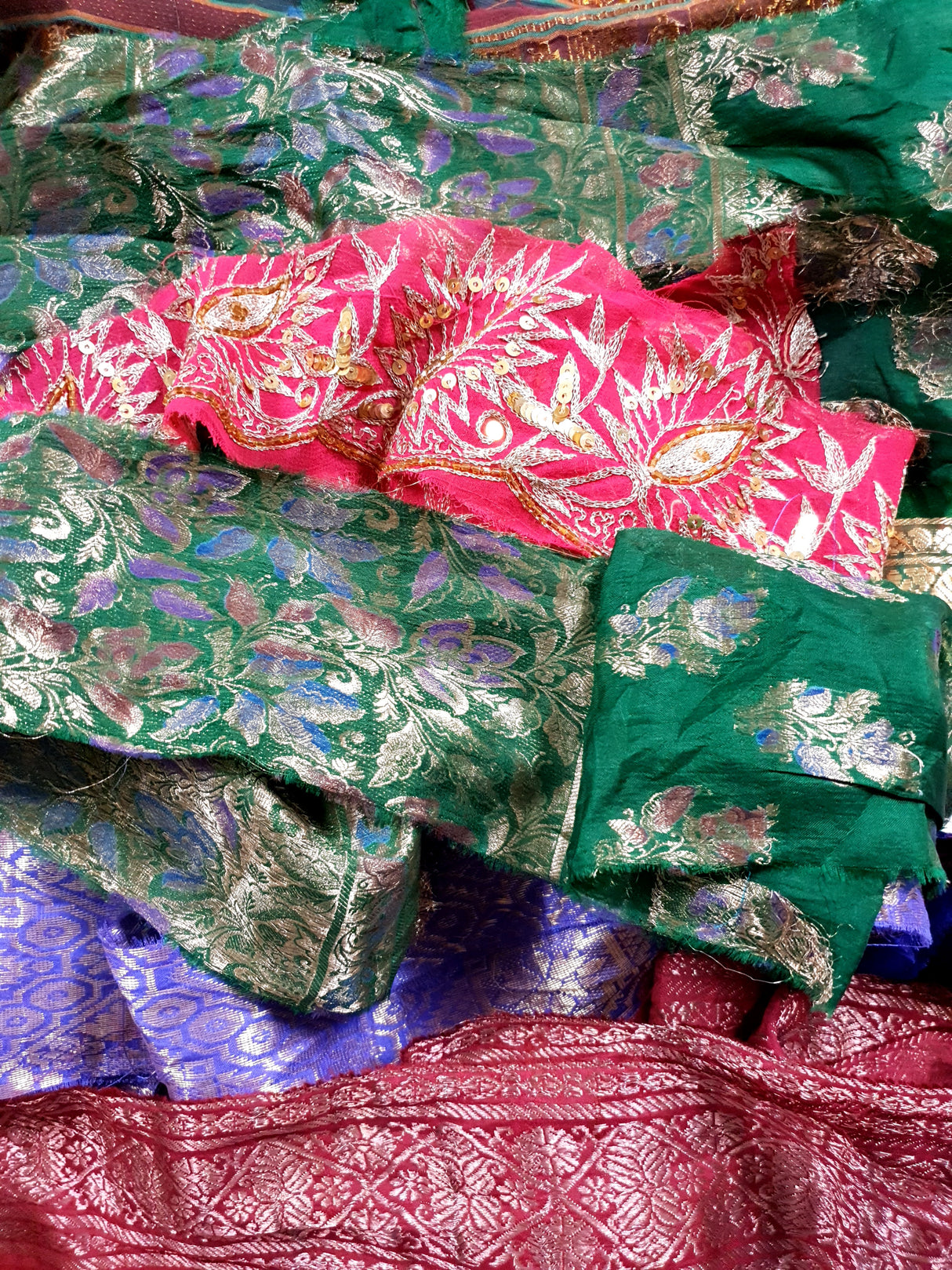 Reclaimed Sari Silk Ribbon - Metallic Border Rolls